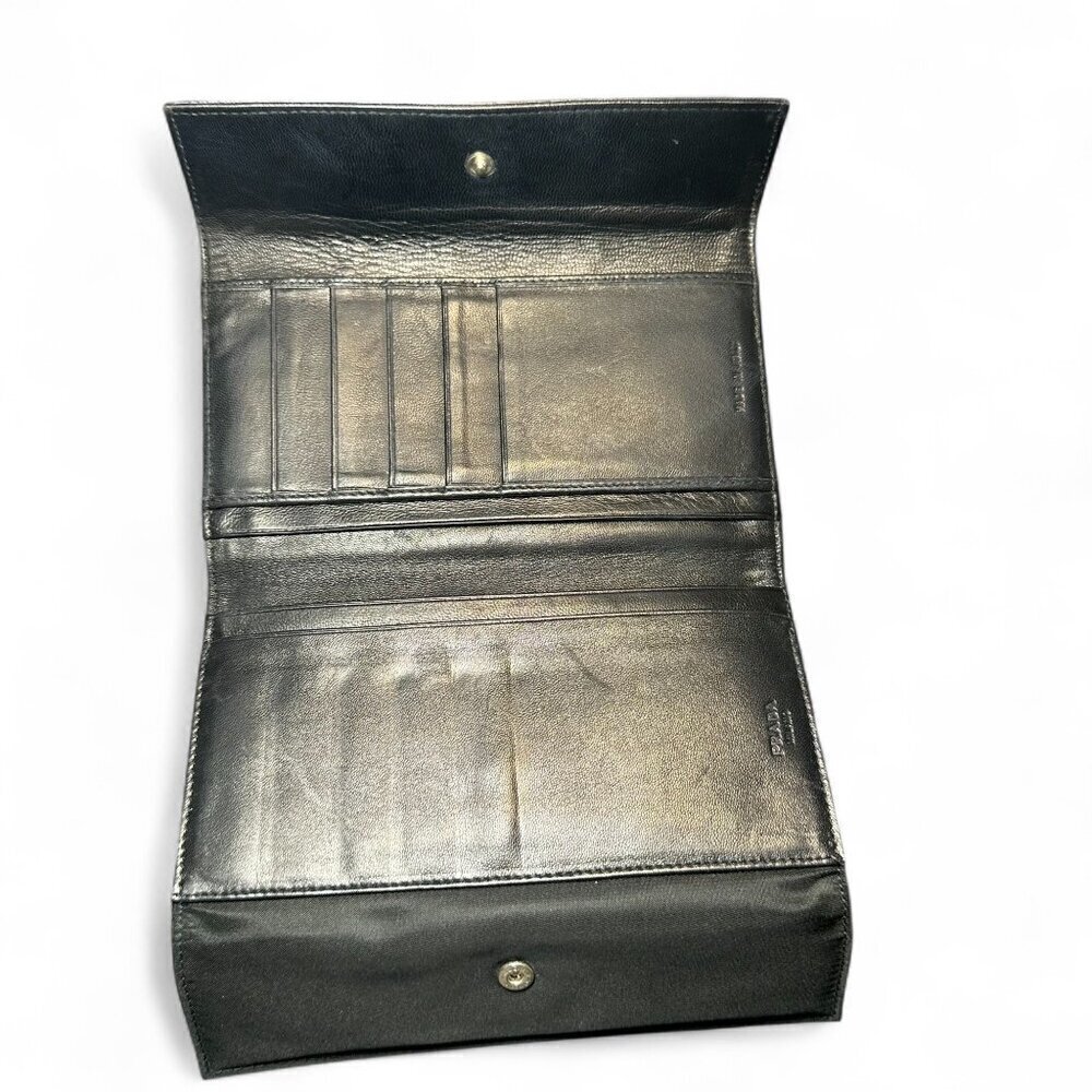 PRADA Saffiano Leather and Nylon Tri-Fold Wallet - Black - Picture 5 of 15